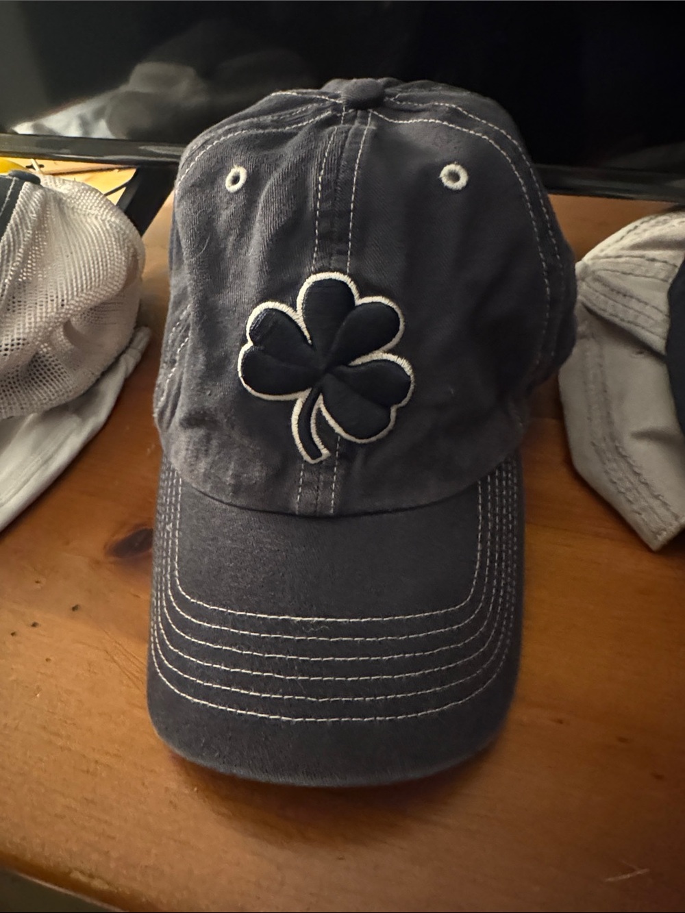 Notre Dame XL Fitted Baseball Cap with Embroidered Shamrock
